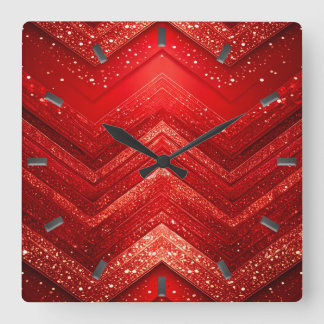Red Decorative Glitter Wall Clock スクエア壁時計