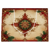 Red Decorative Holiday Gift Bag ラージペーパーバッグ (正面)