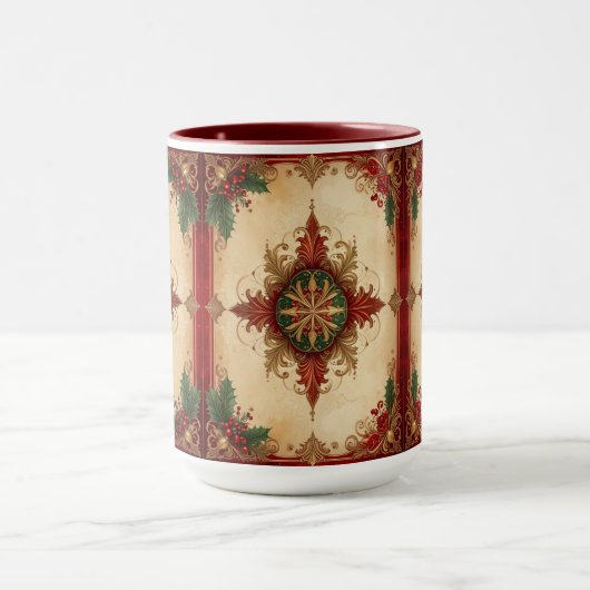 Red Decorative Holiday Mug マグカップ (中央)