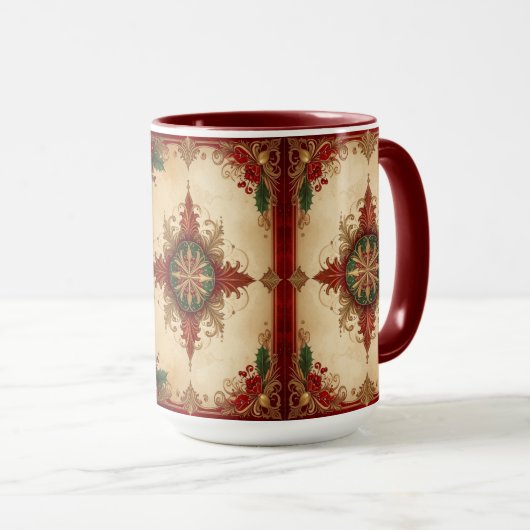 Red Decorative Holiday Mug マグカップ (正面右)