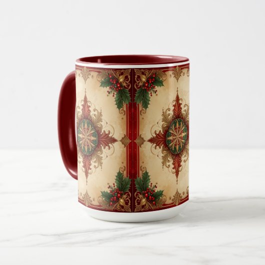 Red Decorative Holiday Mug マグカップ (正面左)