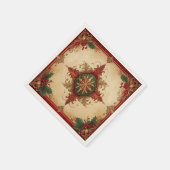 Red Decorative Holiday Napkin スタンダードカクテルナプキン (角)