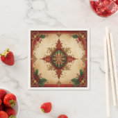 Red Decorative Holiday Napkin スタンダードカクテルナプキン (インサイチュ)