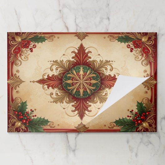 Red Decorative Holiday Tearaway Placemat ペーパーパッド (折り畳み)