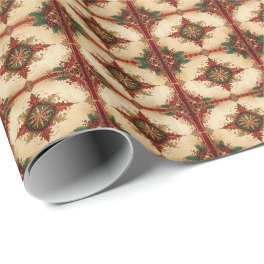 Red Decorative Holiday Wrapping Paper ラッピングペーパー (ロールコーナー)