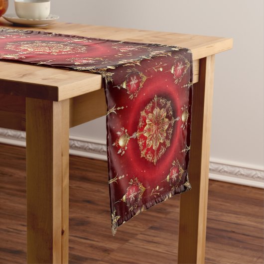 Red Decorative Ornaments Holiday Table Runner ミディアムテーブルランナー (インサイチュ)