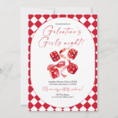 Red Dice & Ribbon Galentine’s Girls Night Party 招待状 (正面)