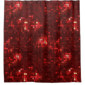 Red Disco Style Squares Valentine Pattern シャワーカーテン (正面)