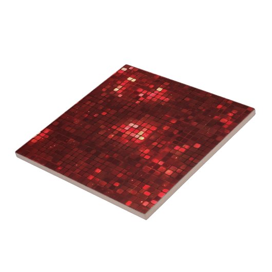 Red Disco Style Squares Valentine Pattern タイル (側面)