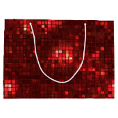 Red Disco Style Squares Valentine Pattern ラージペーパーバッグ (裏面)