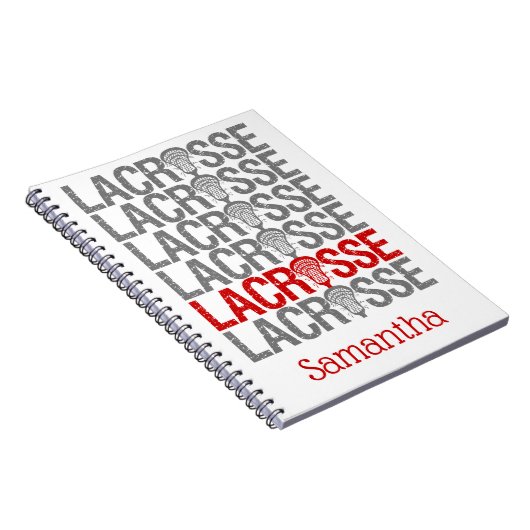 Red Distressed Lacrosse Word ノートブック (右側)