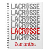 Red Distressed Lacrosse Word ノートブック (正面)