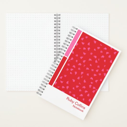 Red Ditsy Floral Vertical Palette Notebook ノートブック (内側)