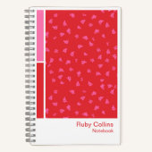 Red Ditsy Floral Vertical Palette Notebook ノートブック (正面)