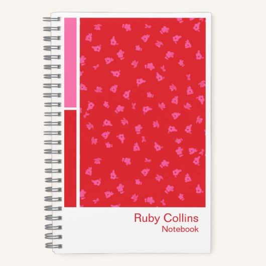 Red Ditsy Floral Vertical Palette Notebook ノートブック (正面)