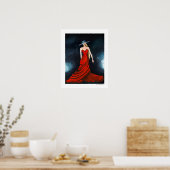 Red Diva Poster Fashion Illustration 20 x 16 Print ポスター (キッチン)