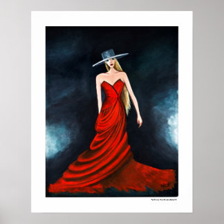 Red Diva Poster Fashion Illustration 20 x 16 Print ポスター
