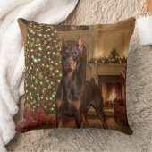 Red Doberman Holiday クッション (ブランケット)