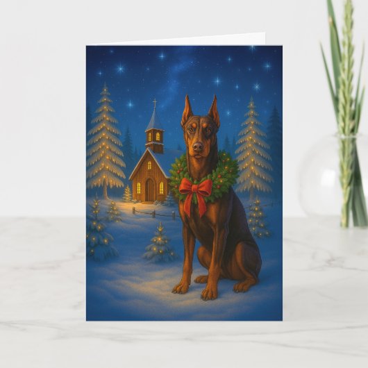 Red Doberman Holiday Card シーズンカード (正面)