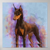 Red Doberman Pinscher 3/4 Front ポスター (正面)