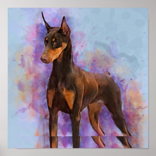 Red Doberman Pinscher 3/4 Front ポスター (正面)
