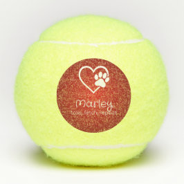 Red Dog Name Tennis Ball 'toss, fetch, repeat' テニスボール