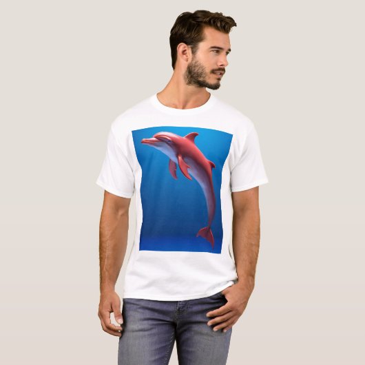 Red Dolphin Soaring Above the Clouds Tシャツ (正面フル)