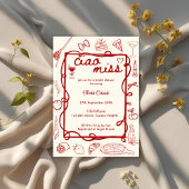 Red Doodle Ciao Miss Italian Bridal Shower 招待状