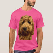 Red Doodle Dog retro Tシャツ (正面)