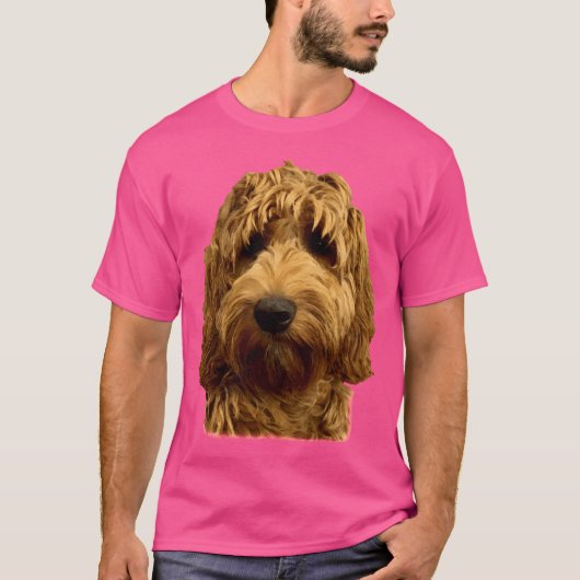 Red Doodle Dog retro Tシャツ (正面)