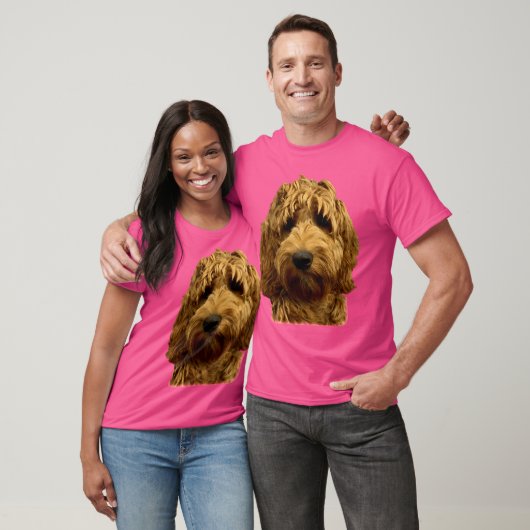 Red Doodle Dog retro Tシャツ (ユニセックス)