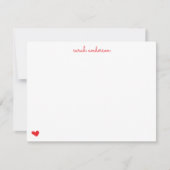 Red Doodle Heart Personalized Stationery ノートカード (正面)