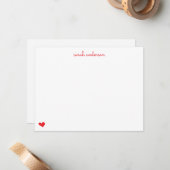 Red Doodle Heart Personalized Stationery ノートカード (正面/裏面インサイチュ)