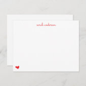 Red Doodle Heart Personalized Stationery ノートカード (正面/裏面)