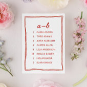 Red Doodle Numeric Wedding Seating Chart Card テーブルナンバー