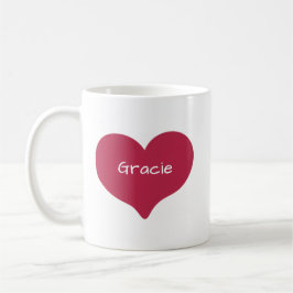 Red Doodled Love Heart with Custom Name or Text コーヒーマグカップ