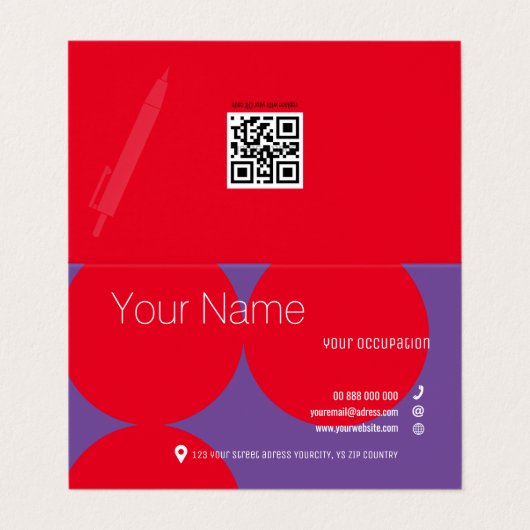 RED DOTSコレクション折り畳み名刺 名刺 (外部フラット)