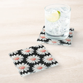 Red Dotted Daisy's ガラスコースター