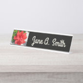 Red Double Hibiscus Flower デスクネームプレート (正面)