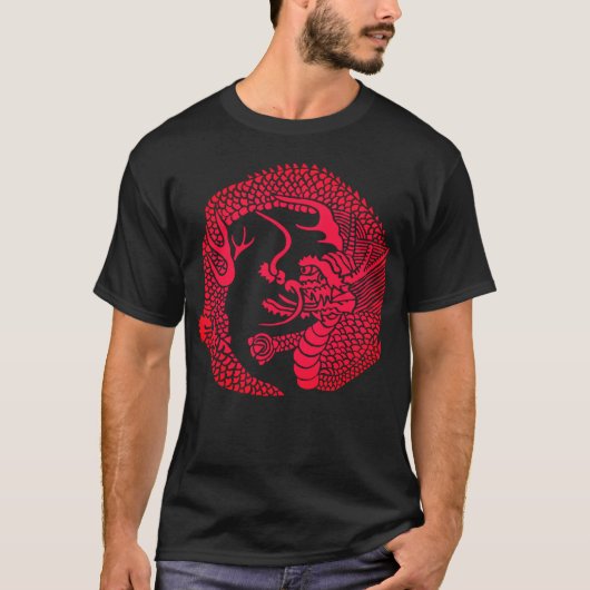 Red Dragon 紅竜　Traditional Japanese crest Tシャツ (正面)