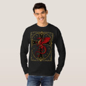 Red Dragon And Bold Black Cross Tシャツ (正面フル)