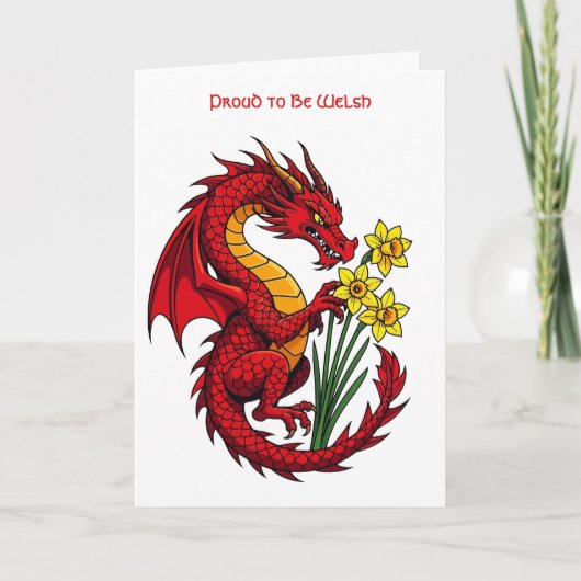 Red Dragon And Daffodils Design カード (正面)