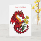 Red Dragon And Daffodils Design カード (黄色い花)
