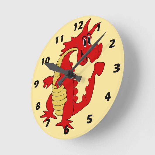 Red Dragon Design ラウンド壁時計 (傾斜)
