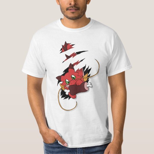 Red Dragon eats meat Tシャツ (正面)