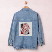 Red Dragon Japanese Kanji Graphic Custom Denim デニムジャケット (ハンガー)