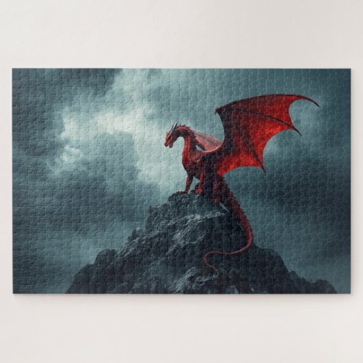 Red Dragon On Cliff Jigsaw Puzzle ジグソーパズル (横)