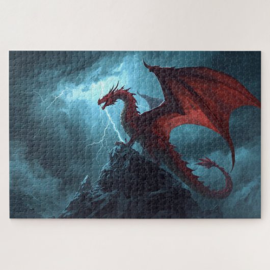 Red Dragon On Cliff Jigsaw Puzzle ジグソーパズル (横)