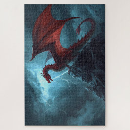 Red Dragon On Cliff Jigsaw Puzzle ジグソーパズル