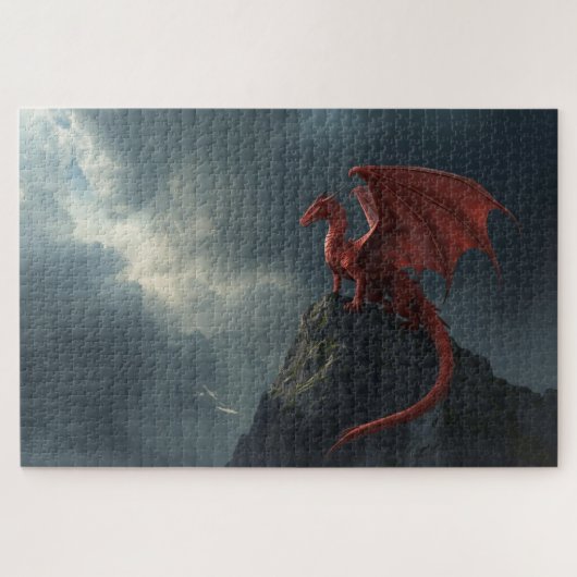 Red Dragon On Cliff Jigsaw Puzzle ジグソーパズル (横)